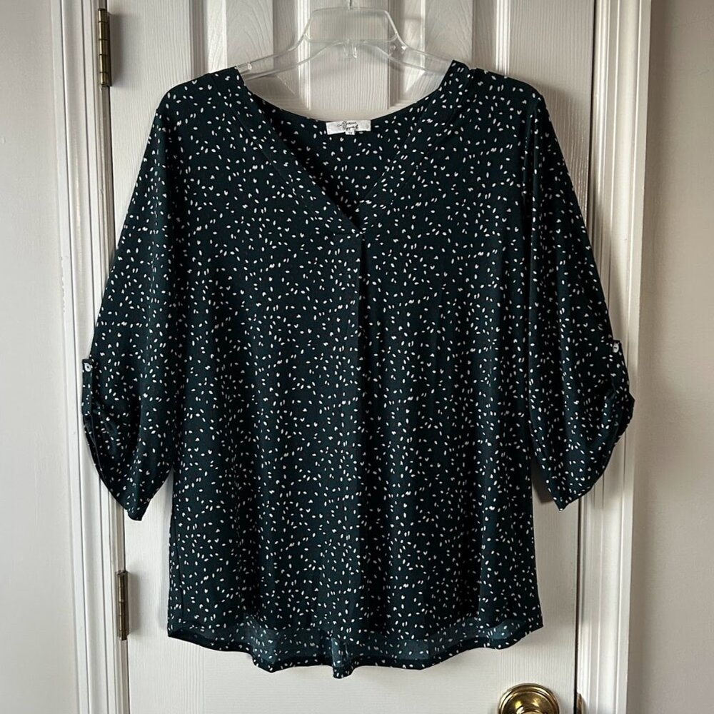 Beacon Apparel Patty Roll Tab Blouse, 2X Dark Green